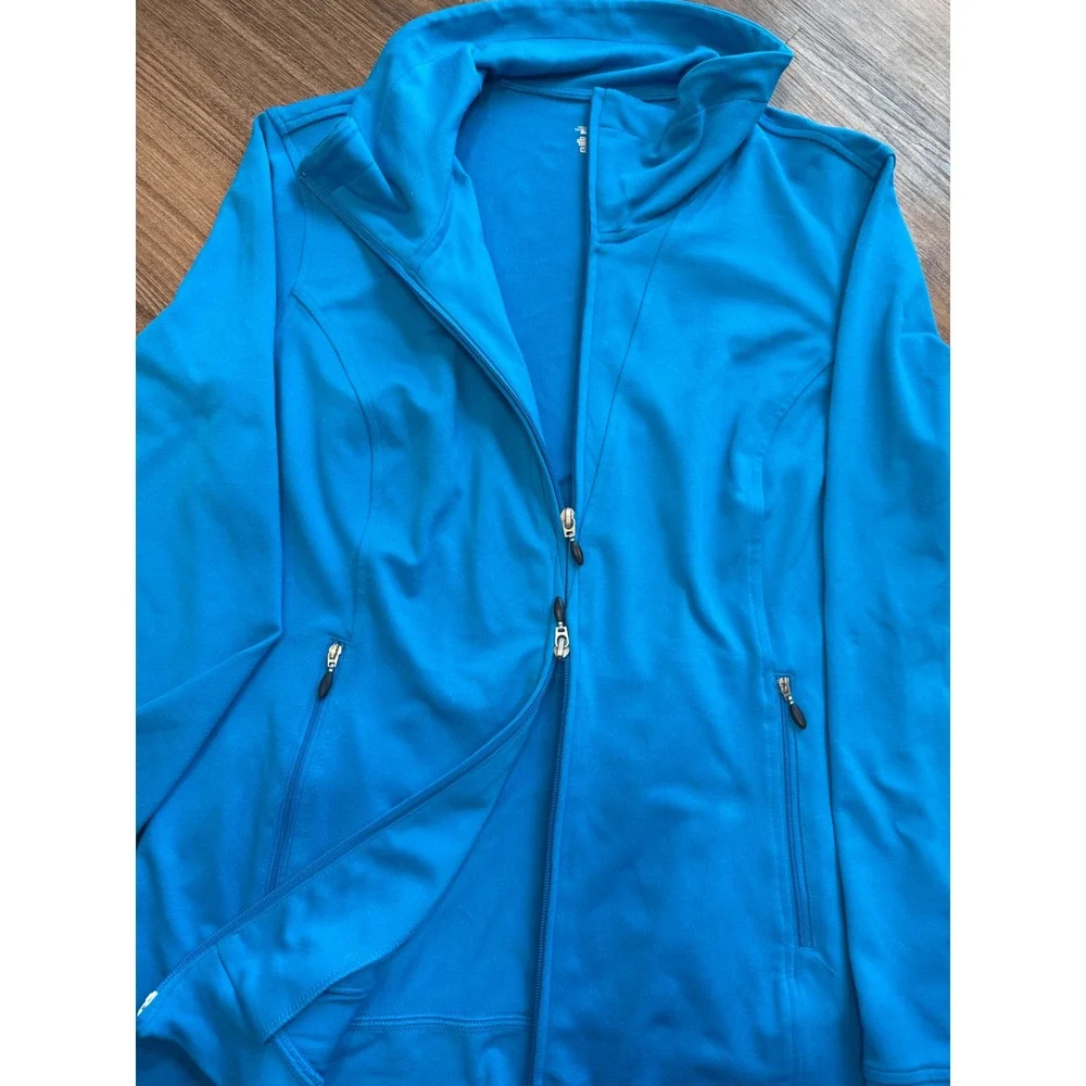 Jockey Person to Person Womens Blue Full Double Zip Mock Neck Active Jacket M